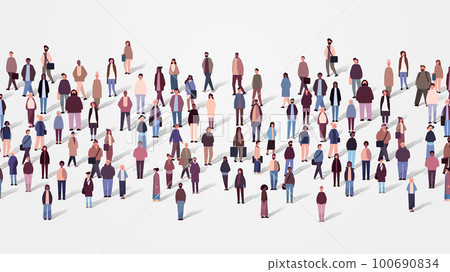 multiethnic people group mix race men women crowd in casual clothes standing together diversity multiculturalism 100690834
