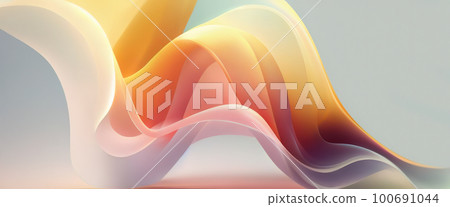 Abstract Background with Smooth Waves in Orange and Red Tones on Light 100691044