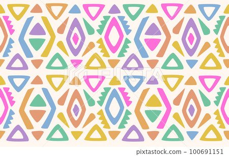 Ethnic seamless pattern. Native tribal traditional embroidery. 100691151