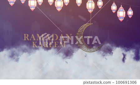 Ramadan kareem aniamtion 3d mosque, eid celebration. 3d Happy Ramadan Kareem greeting animation for your business. 100691306