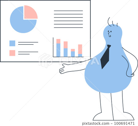A business person who guides and explains data analysis with graphs and charts 100691471