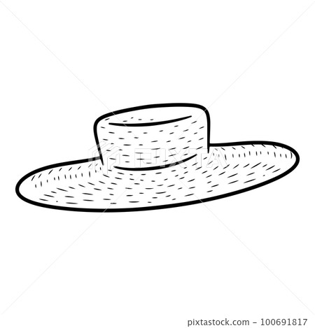 Straw hat black and white contour 100691817