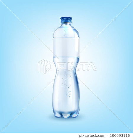 Realistic Detailed 3d Mineral Water Plastic Bottle Blank Empty Template Mockup. Vector illustration of Refreshment Healthy Drink 100693116