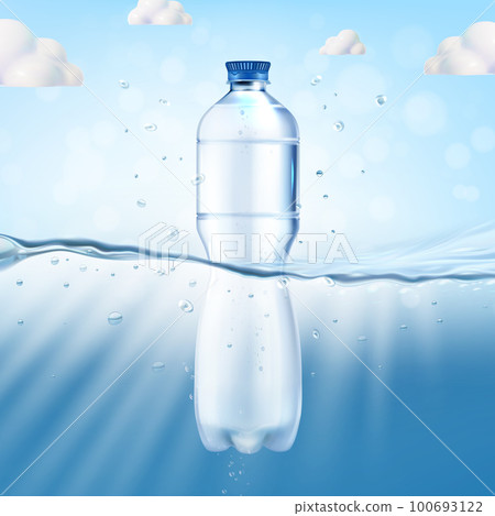 Realistic Detailed 3d Mineral Water Plastic Bottle Blank Empty Template Mockup Underwater Environment Premium Product Concept. Vector illustration Realistic Detailed 3d Mineral Water Plastic Bottle Blank Empty Template Mockup Underwater Environment Premium Product Concept. Vector illustration 100693122