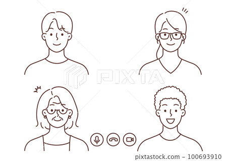 Diverse people talking on video call  100693910