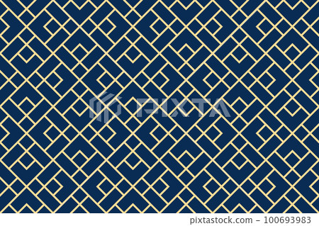 Abstract geometric pattern. A seamless vector background. Gold and dark blue ornament. Graphic modern pattern. Simple lattice graphic design 100693983