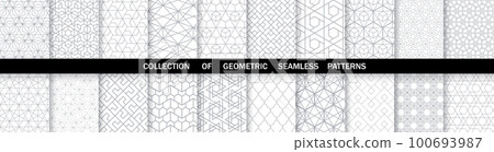 Geometric set of seamless gray and white patterns. Simpless vector graphics. 100693987