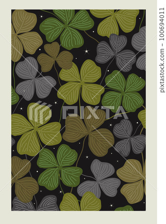 Beautiful Clovers St. Patrick's Day Background. Vector Art & Graphics