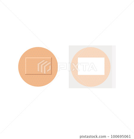 Round medical plasters in transparent packaging flat style 100695061