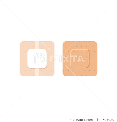 Squared beige medical plasters flat style, vector illustration Squared beige medical plasters flat style, vector illustration 100695089