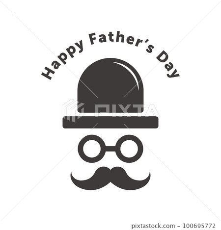 Father's day hat and mustache and round glasses - Stock