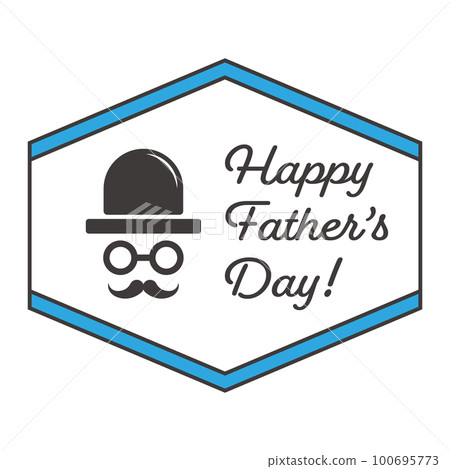 Gentleman's frame with hat and mustache and round glasses with Father's Day title 100695773