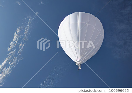 A Chinese-made white meteorological probe is shown flying in the sky, violating the airspace in its pursuit of atmospheric reconnaissance and research. A Chinese-made white meteorological probe is shown flying in the sky, violating the airspace in its pursuit of atmospheric reconnaissance and research. 100696635