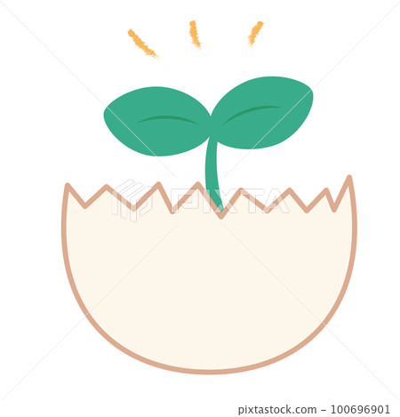 從破裂的雞蛋中發芽的植物新芽的插圖 100696901