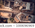 A destroyed building without a roof, as a result of an earthquake in Turkey or the war in Ukraine, the consequences of firing rockets or artillery. 100696969