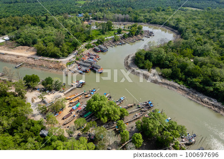 Local fishing pier, Andaman coast of Thailand. fisherman harbor. 100697696