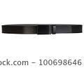 Black fashionable belt on white background. Black belt on isolate background. Front shot 100698646