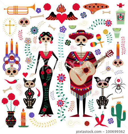 Mexico Day of the Dead Design Elements Set 100699362