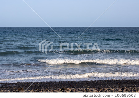 Atlantic ocean and a blue sky, Pozo Negro Atlantic ocean and a blue sky, Pozo Negro 100699508