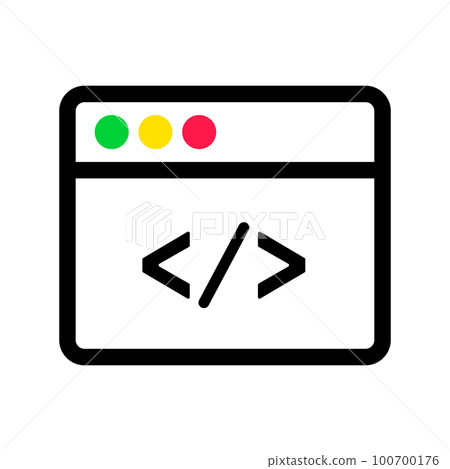 Source code window icon in flat design. vector. 100700176