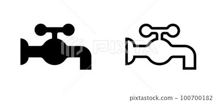 水龍頭圖標集。供水。向量。 100700182