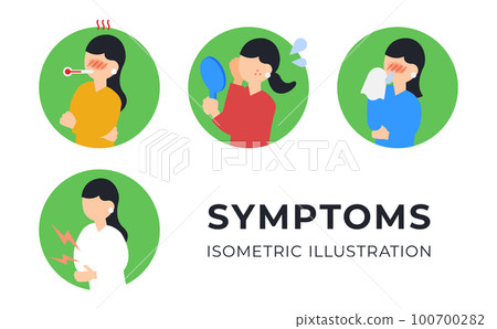 症狀/身體狀況不佳的女性圖標集 [Isometric] 100700282