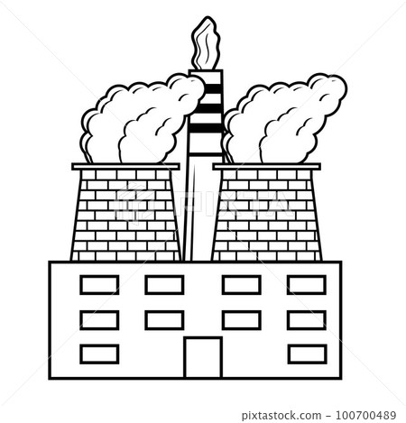Vector isolated icon of exhaust pipes with smoke in a factory or plant. The concept of environmental pollution and harm to ecology. Vector isolated icon of exhaust pipes with smoke in a factory or plant. The concept of environmental pollution and harm to ecology. 100700489