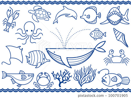 sea life icon set sea life icon set 100701905