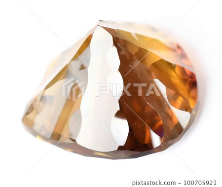 Natural gemstone bicolor ametrine isolated on white background 100705921