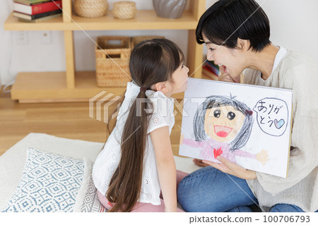 Daughter Mother Caricature Mother's Day 100706793