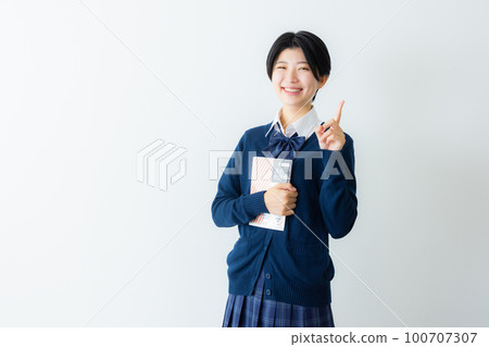 High school girl studying image 100707307
