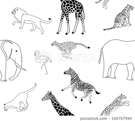 Vector seamless pattern of african wild animals 100707994