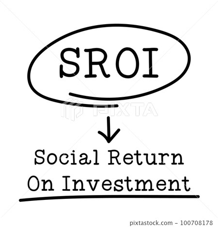 Letter of abbreviation SROI in circle and word Social Return on Investment on white background Letter of abbreviation SROI in circle and word Social Return on Investment on white background 100708178