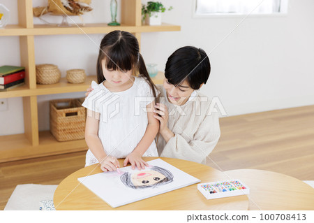 Daughter Mother Caricature Mother's Day Daughter Mother Caricature Mother's Day 100708413