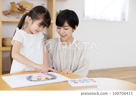 Daughter Mother Caricature Mother's Day 100708415