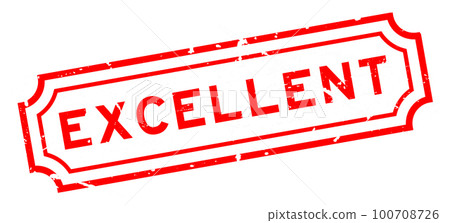Grunge red excellent word rubber seal stamp on white background 100708726