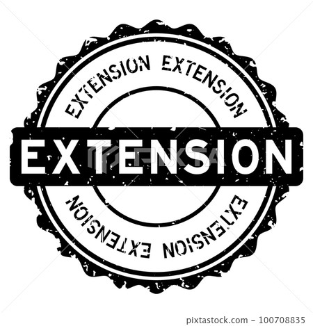 Grunge black extension word round rubber seal stamp on white background 100708835