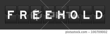 Black color analog flip board with word freehold on gray background Black color analog flip board with word freehold on gray background 100709002