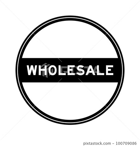 Black color round seal sticker in word wholesale on white background Black color round seal sticker in word wholesale on white background 100709086