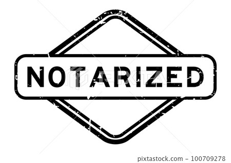 Grunge black notarized word rubber seal stamp on white background 100709278