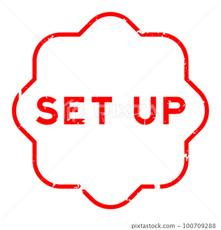 Grunge red set up word rubber seal stamp on white background 100709288