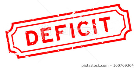 Grunge red deficit word rubber seal stamp on white background 100709304