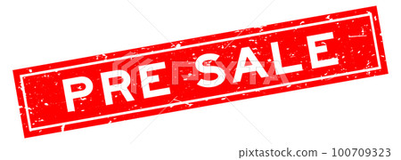 Grunge red pre sale word square rubber seal stamp on white background 100709323