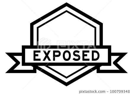 Vintage black color hexagon label banner with word exposed on white background Vintage black color hexagon label banner with word exposed on white background 100709348