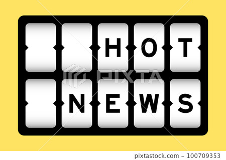 Black color in word hot news on slot banner with yellow color background 100709353