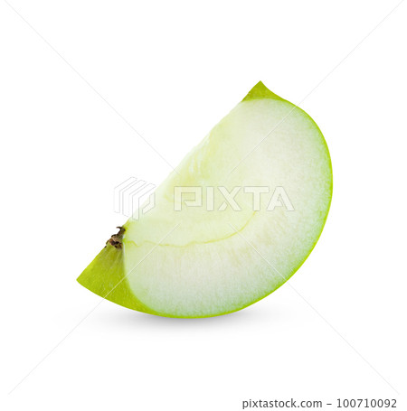 Fresh green apple sliced isolated on white background 100710092