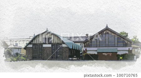 Watercolor style Nagahama Nagahama Railway Square Nagahama City, Shiga Prefecture 100710765