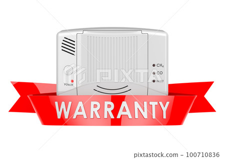 Carbon monoxide detector, warranty concept. 3D rendering Carbon monoxide detector, warranty concept. 3D rendering 100710836