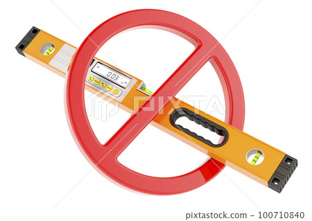 Digital Spirit Level with forbidden symbol, 3D rendering Digital Spirit Level with forbidden symbol, 3D rendering 100710840