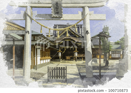 水彩風格長濱豐國神社禮拜堂滋賀縣長濱市 水彩風格長濱豐國神社禮拜堂滋賀縣長濱市 100710873